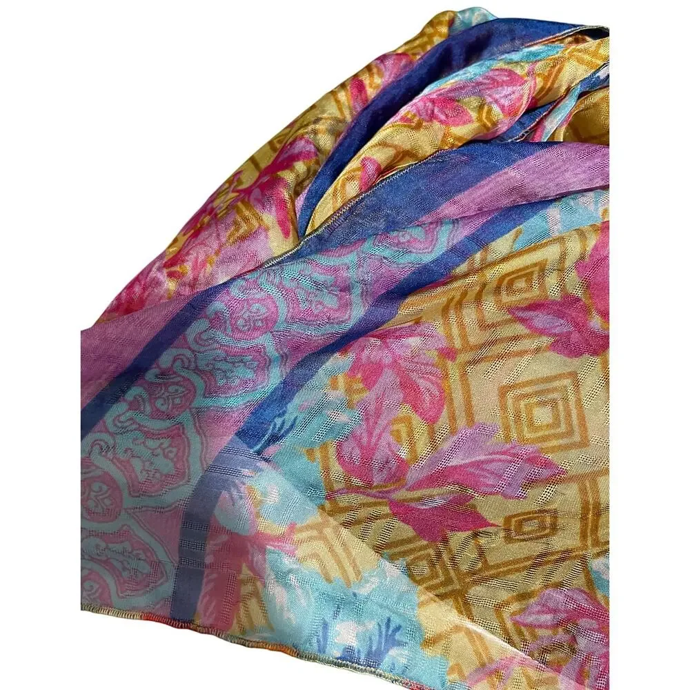 Unbranded Pink Yellow and Blue Floral Shawl